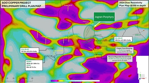Figure 3: Plan map shows potential drill holes across the ~1.5km x 1km current area of interest.
