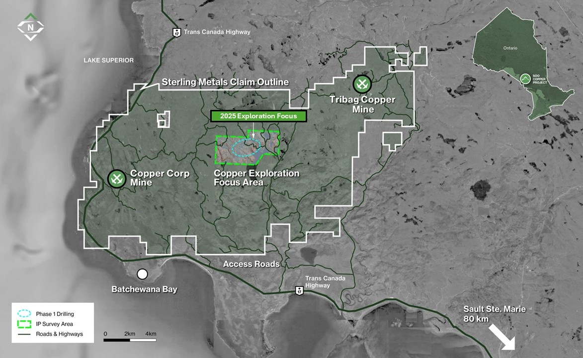 Figure 1: The Soo Copper Project located 80 km north of Sault Ste